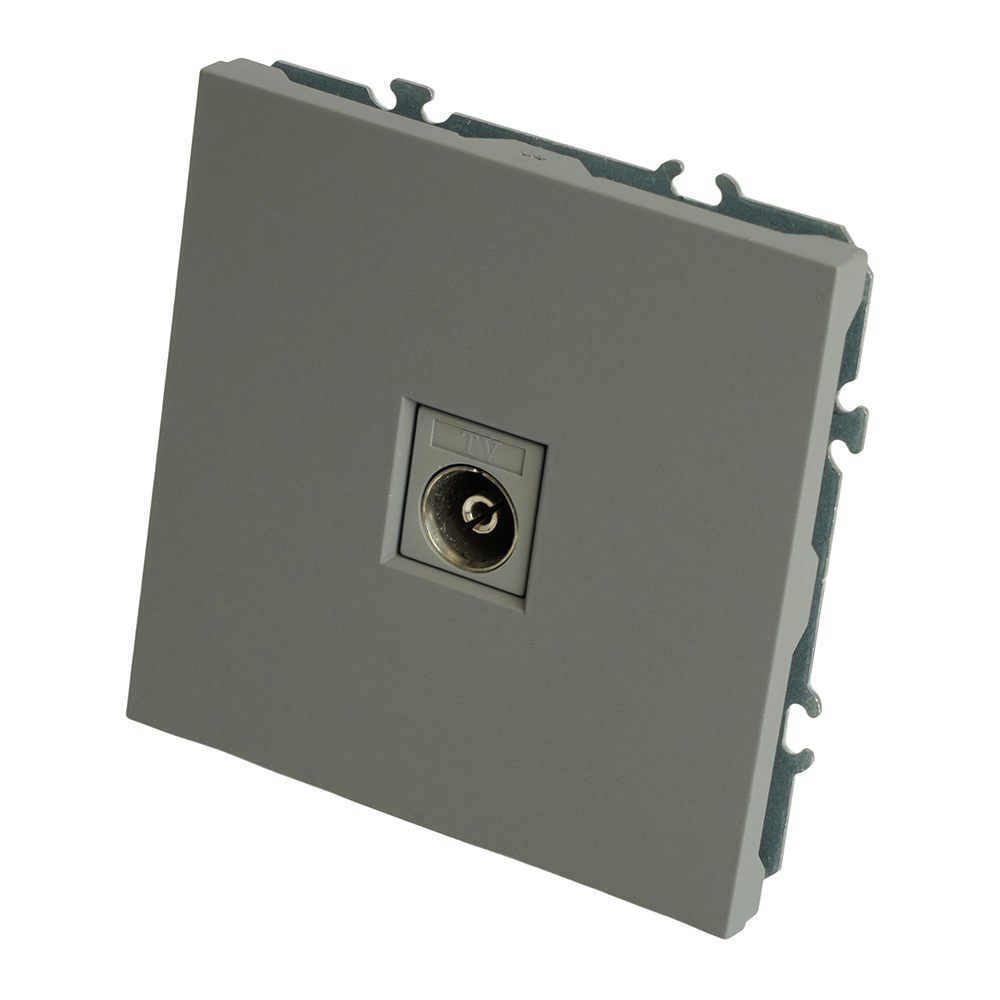 Розетка телевизионная 1-местная (механизм), STEKKER, 75 Ом, 5-862МГц, серия Эмили, RST00-5108-10, платиново-серый, soft touch 49953