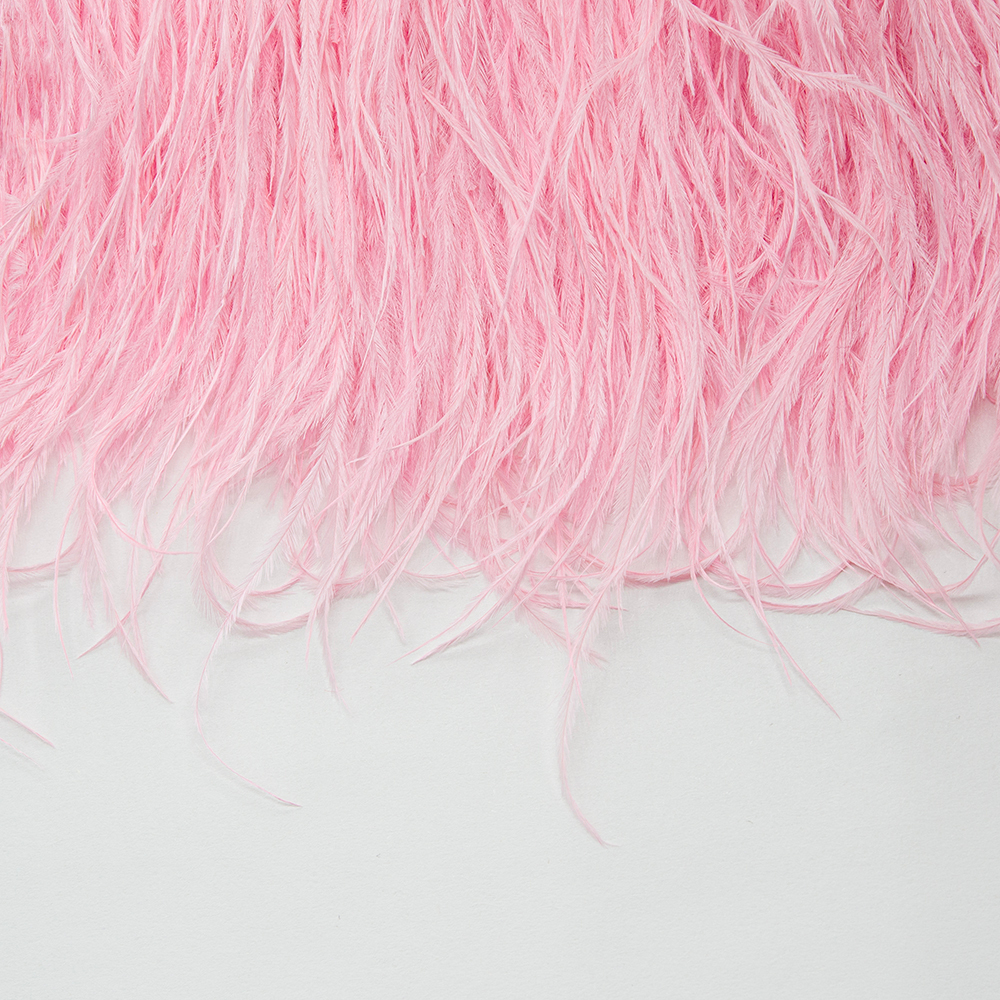 Страусиные перья на ленте, оттенок "Нежно-Розовый", 5-9см