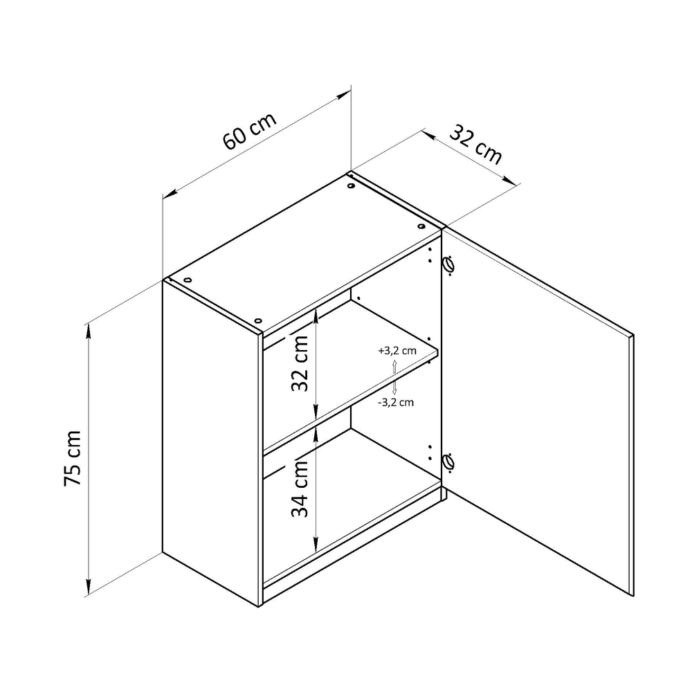 Навесной кухонный модуль Виола, 60 см, правый