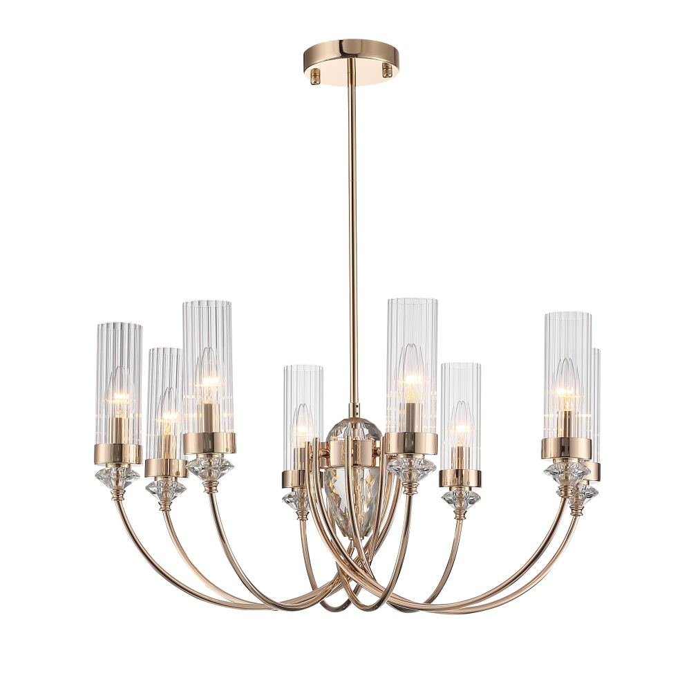 SL1402.203.08 Люстра подвесная ST-Luce Латунь/Прозрачный E14*8 40W ЭЛЕГРА