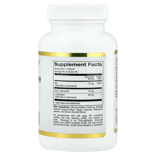 California Gold Nutrition, комплекс с цинк-L-карнозином, 90 вегетарианских капсул
