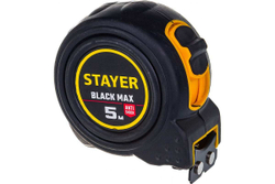 Рулетка Stayer BlackMax 5м / 25мм в ударостойком полностью обрезиненном корпусе и двумя фиксаторами 3410-05-25_z02