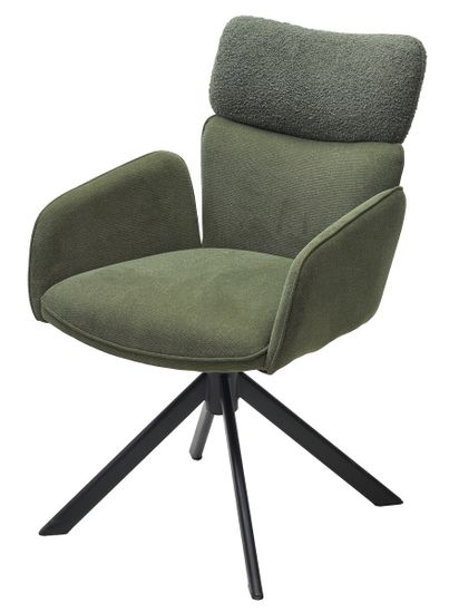 Стул TRIS 360 град. поворот с возвратом, Davis Nowo 37 зеленый, букле/ Point38 зелен / Черн