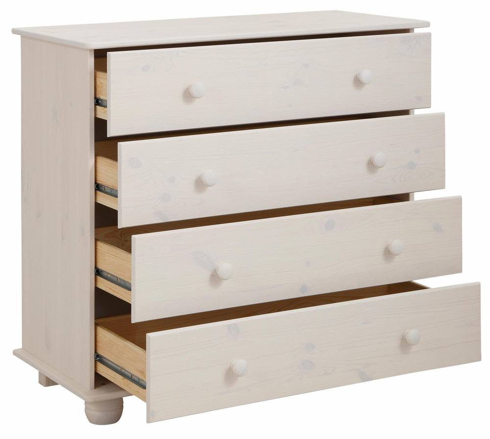 Комод Мелоди для вещей деревянный 4 ящика, белый