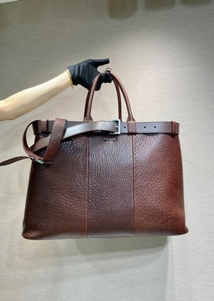Prada Buckle Leather Bag With Belt 48 cm