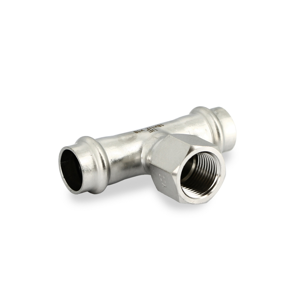 Тройник пресс-В 18 х 1/2" х 18, нержавеющая сталь