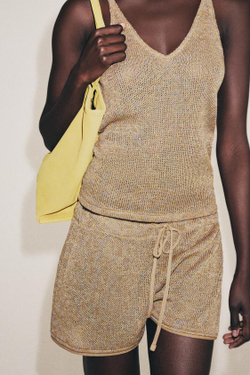 ZARA ШОРТЫ ИЗ ТКАНИ «РУСТИК», БЕЖЕВЫЙ