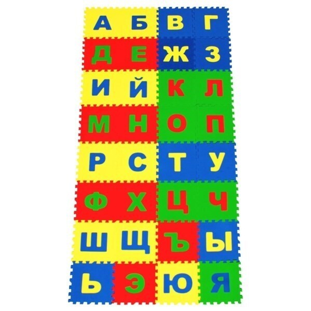 Коврик-пазл Экополимеры (32 плиты 25x25x0,9см, 2кв.м./уп) Русский алфавит 25х25 см