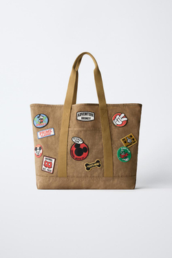 ZARA СУМКА-ШОПЕР MICKEY MOUSE © DISNEY, КОРИЧНЕВЫЙ