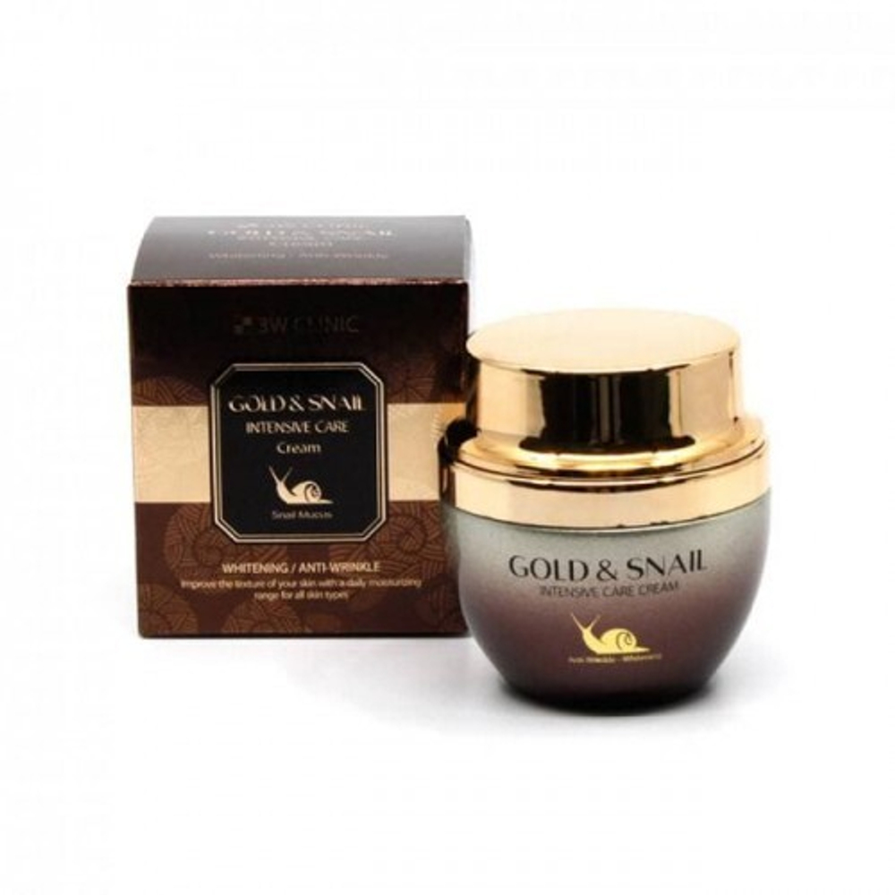 3W Clinic Gold & Snail Intensive Care Cream 55g - Интенсивный крем с золотом и муцином улитки 55г
