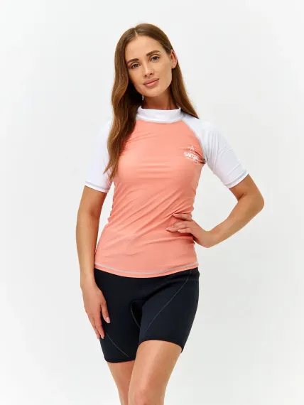 Футболка рашгард Sargan Агидель UPF 50+ женская св.персик/белый