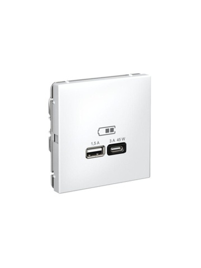Розетка USB ArtGallery тип A+C 45Вт QC PD высокоскор. ЗУ механизм бел. SE GAL000129