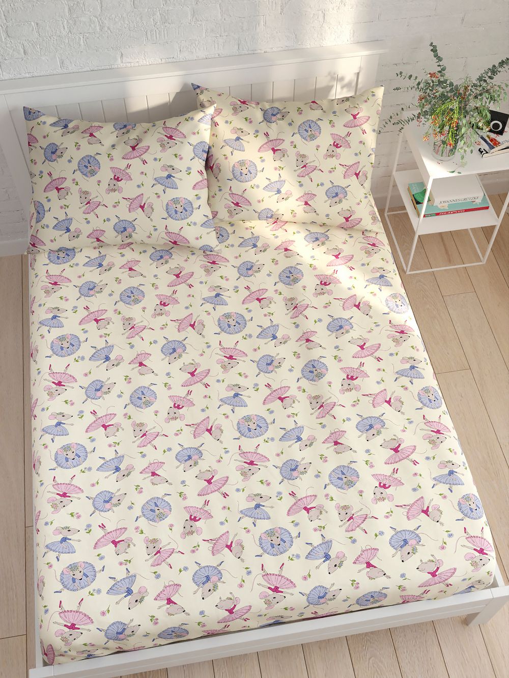Простынь Сказка "Мышки-балеринки" 150х215 см, перкаль