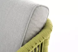 "Канны" диван 2-местный плетеный из роупа, каркас алюминий светло-серый (RAL7035) муар, роуп салатовый меланж круглый, ткань светло-серая