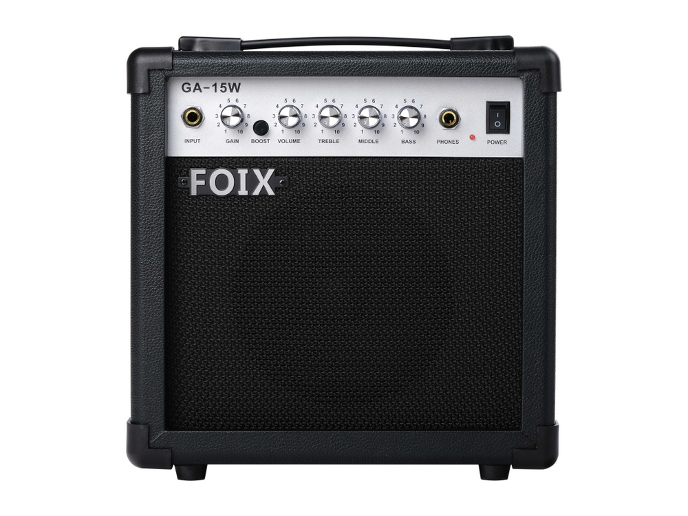 Foix GA-15W Комбоусилитель гитарный, 15Вт. Выходная мощность: 18 Вт (1кГц/4Ом). Размеры: 295х280х125 мм.