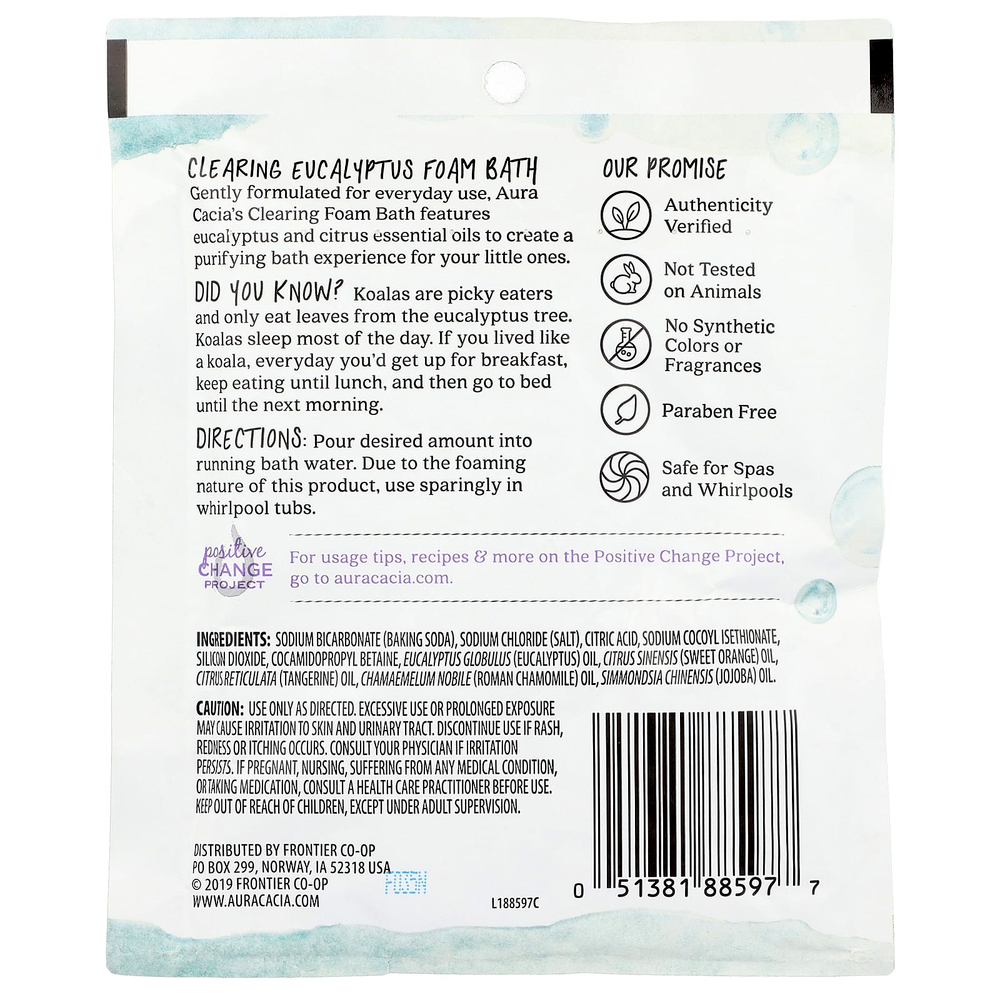 Aura Cacia, очищающая пена для ванны, эвкалипт, 70,9 г (2,5 унции)