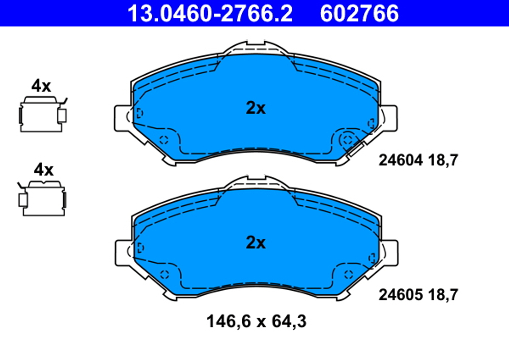 ATE - 13046027662-ATE - Brake Pad Set, disc brake