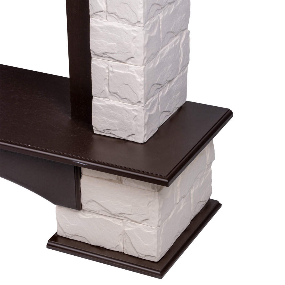 Портал Firelight Forte Classic камень белый, шпон темный дуб