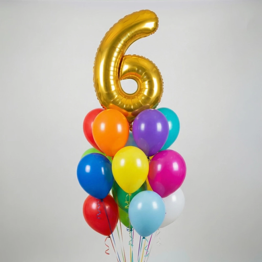 Набор цветных шаров с цифрой.