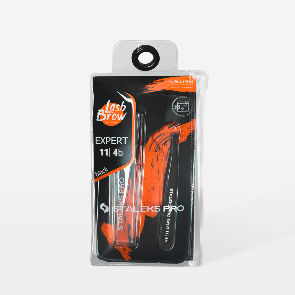 Пинцет EXPERT 11 TYPE 4мм (П-49) узкие скошенные кромки Черный (TE-11/4) СТАЛЕКС