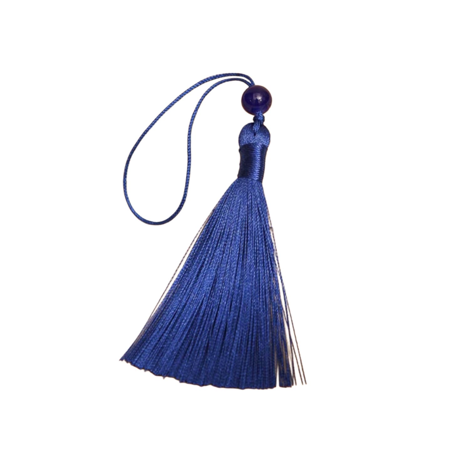 Декоративная кисточка , с бусиной , 8см (размер до подвеса), цвет электрик