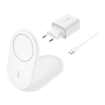 Складная зарядная станция MagSafe Belkin BoostCharge для iPhone (Qi2) (WIB007) Беспроводная зарядка: Qi 15 Вт. Проводная зарядка: нет. Сертификация Qi2. Есть LED-индикация