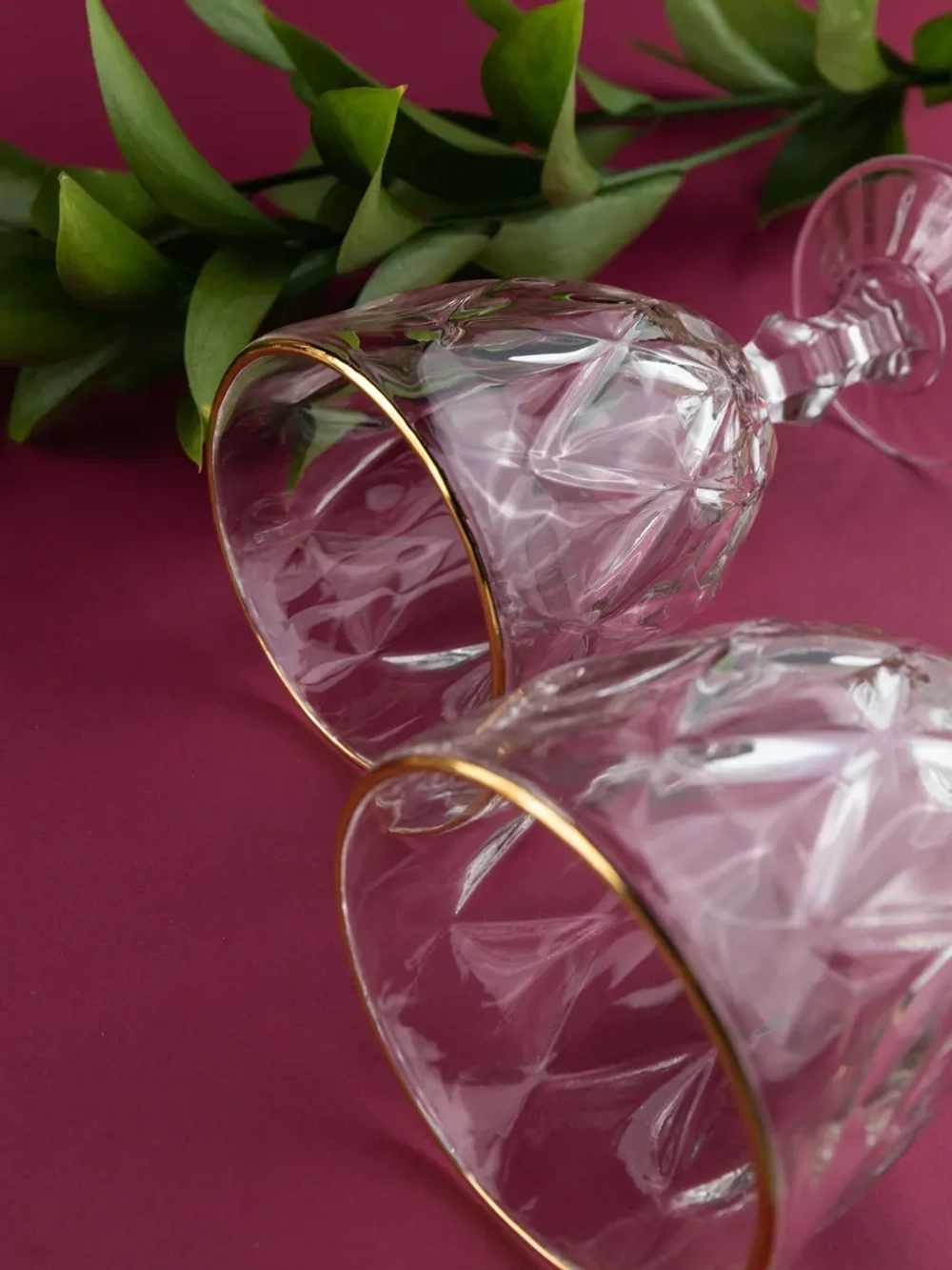 Набор фужеров для вина 6 шт, 330 мл, с золотой каймой