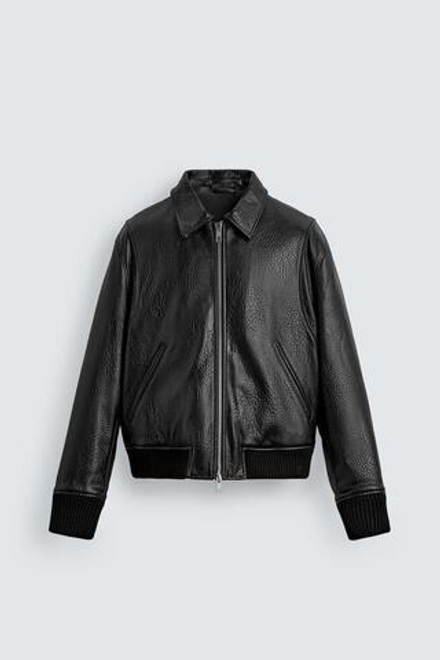 ZARA СТЕГАНАЯ КУРТКА ИЗ ИСКУССТВЕННОЙ КОЖИ, ЧЕРНЫЙ