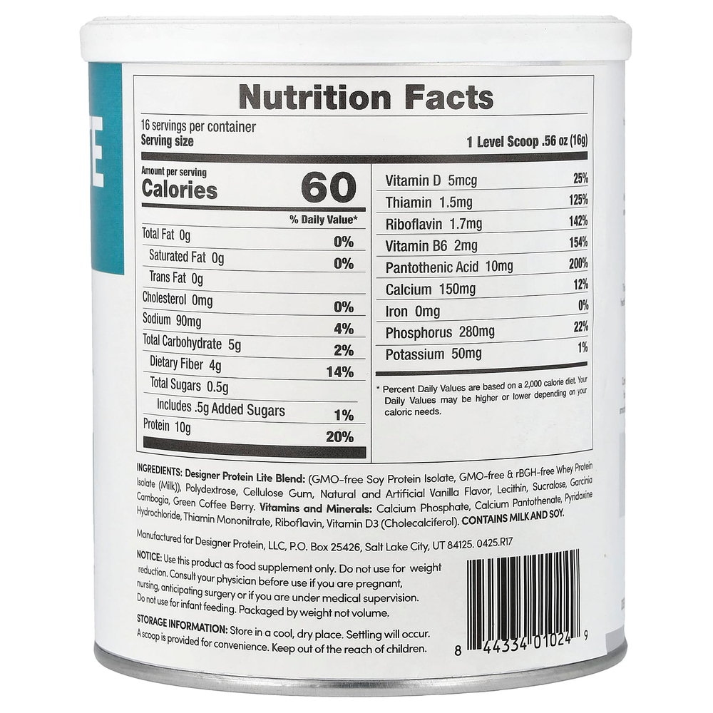 Designer Wellness, Lite Protein, низкокалорийный натуральный протеин, ванильный кекс, 9,03 унц. (256 г)