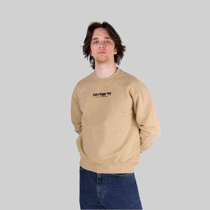 Толстовка мужская Carhartt WIP Ink Bleed Sweatshirt артикул:I032866_sable_tobacco - купить в магазине Дайс