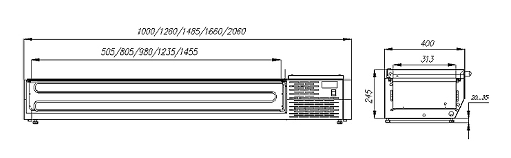 Витрина холодильная Carboma A40 SM 1,2 0430 (VT2-G)  с крышкой