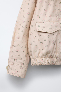 ZARA КУРТКА С ЦВЕТОЧНЫМ ПРИНТОМ, РОЗОВЫЙ