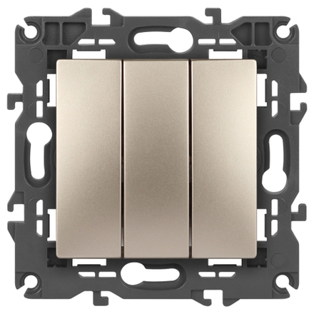 14-1107-04 ЭРА Выключатель тройной, 10АХ-250В, IP20, Эра Elegance, шампань