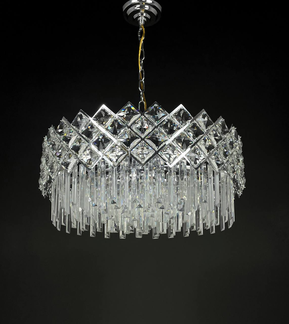 Люстра подвесная Lanbos, 9 ламп Е14, 360 Вт, до 18 кв м, хром