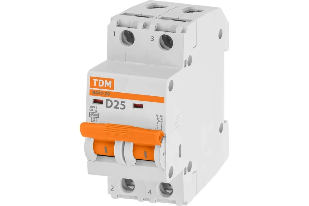 Автоматический выключатель TDM D 25А 2Р 4.5кА SQ0206-0159