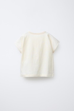 ZARA ФУТБОЛКА С КРУЖЕВОМ, ЭКРЮ