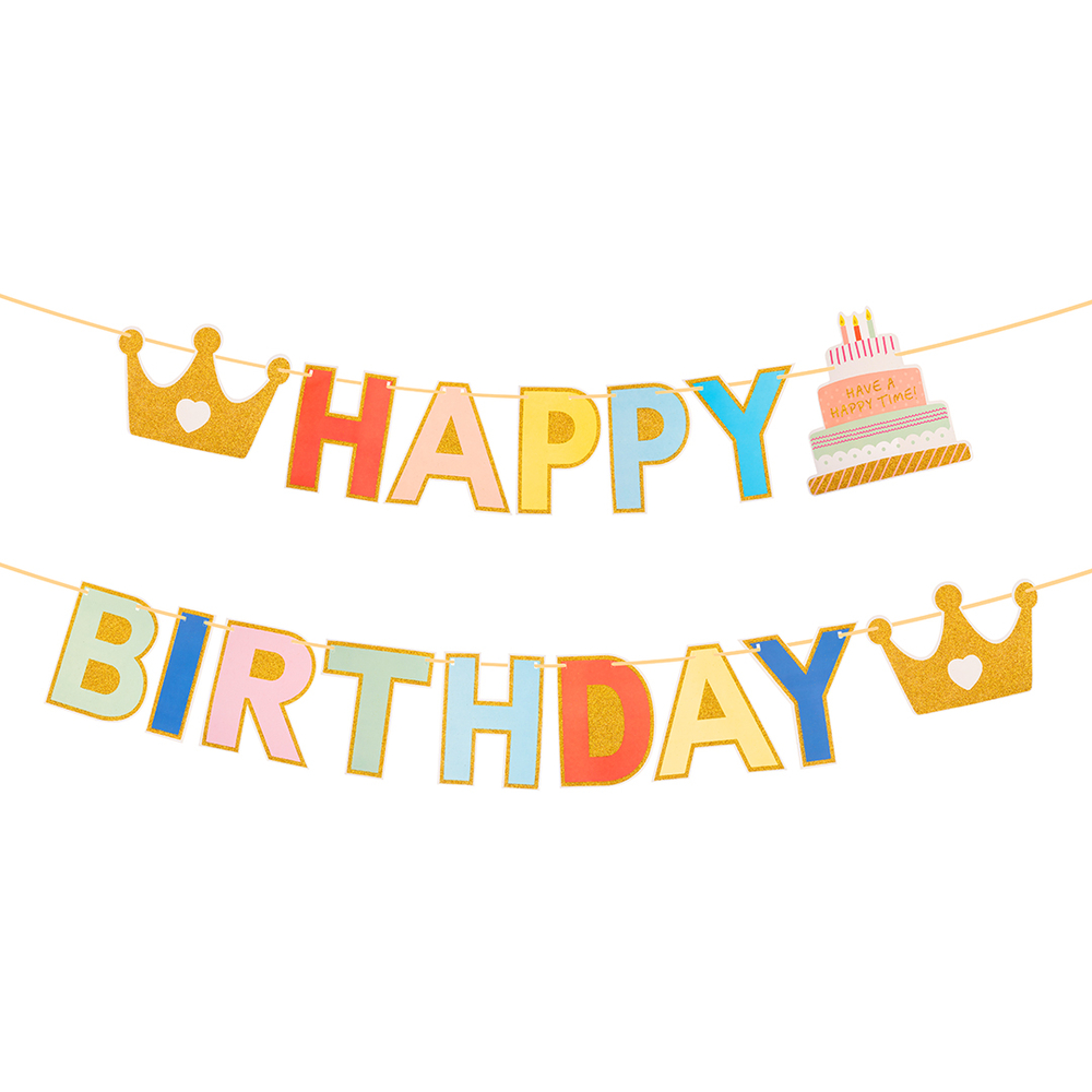 Гирлянда-буквы «Happy Birthday» с блестками, 200 см