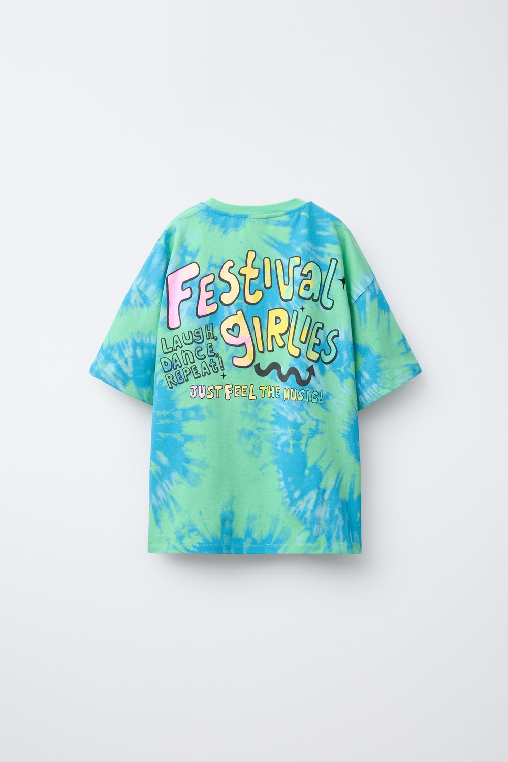 ZARA ФУТБОЛКА С НАДПИСЬЮ И ПРИНТОМ ТАЙ-ДАЙ, РАЗНОЦВЕТНЫЙ