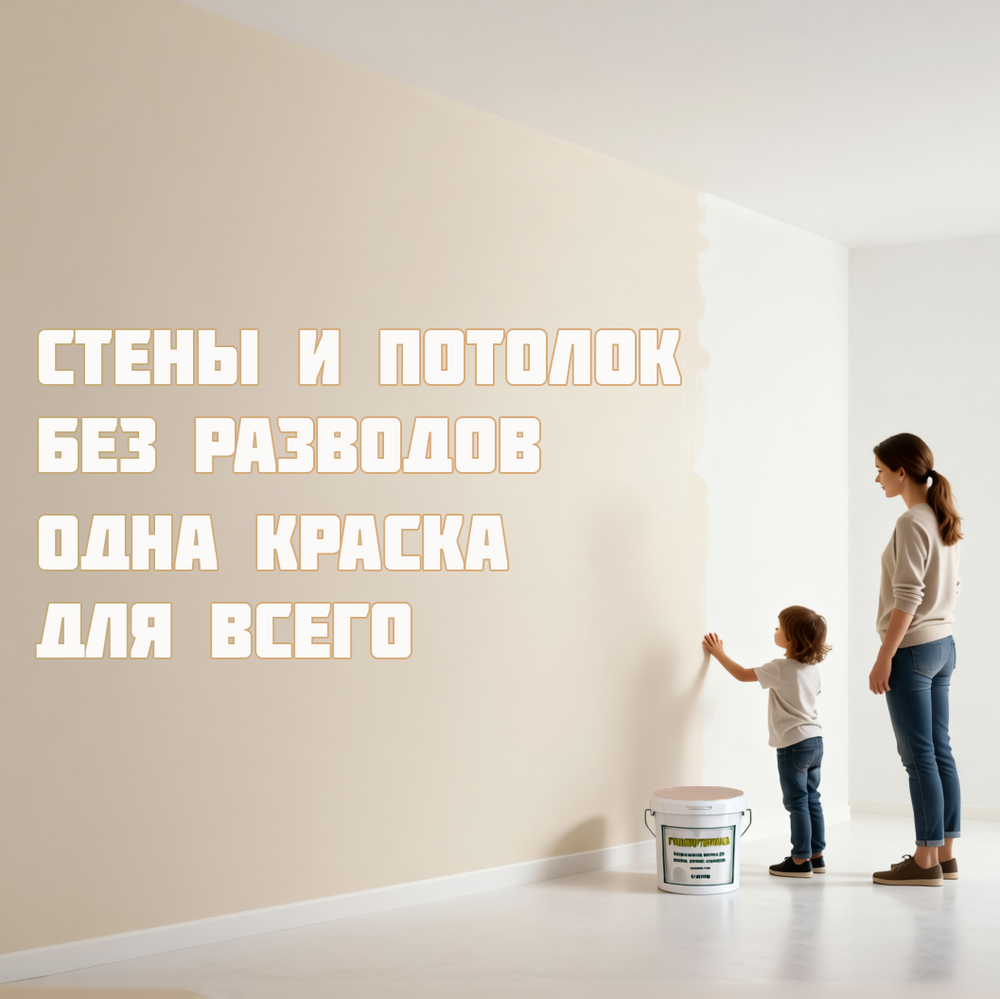 Универсальная акриловая краска «Гумвнутрянка» — колеровка в любой оттенок, без запаха, с матовым финишем.