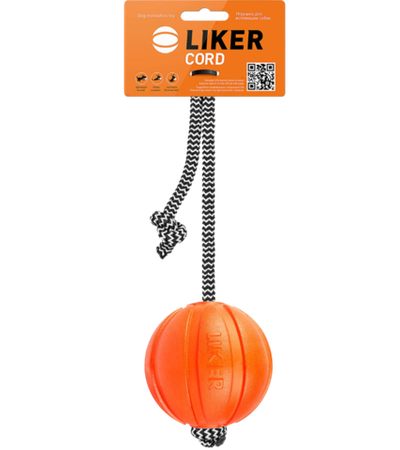 Лайкер Корд (Liker) Игрушка для собак мячик на шнуре, d 7 см, оранжевый (32003)