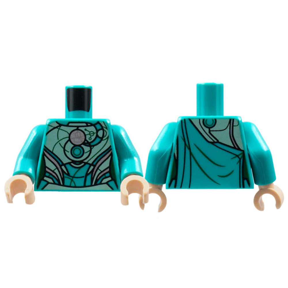 Женская броня на туловище, кираса цвета лайма, Серебряный круг и узор на отделке / Руки цвета темной бирюзы / Руки цвета светлой нуги 973pb4615c01