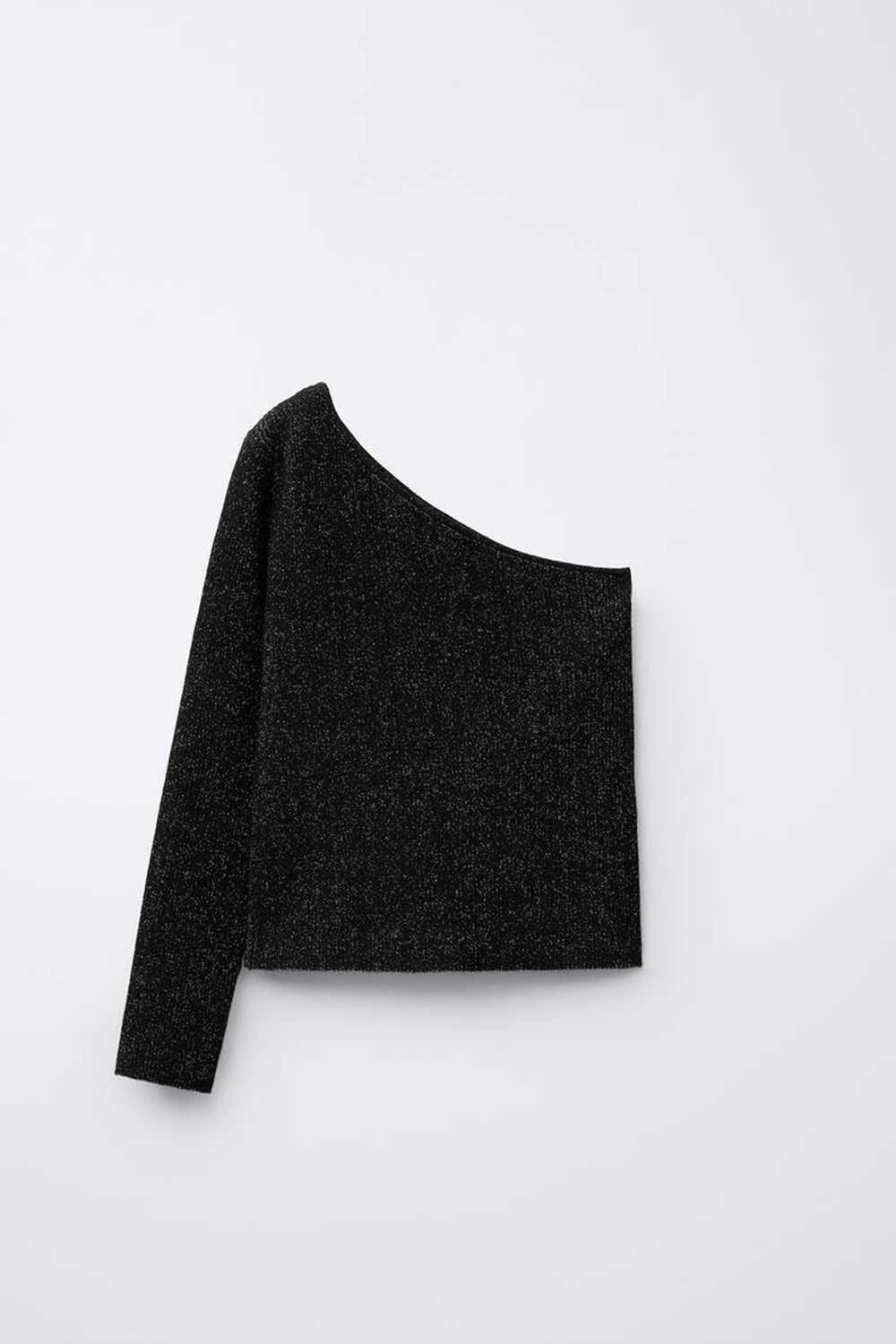 ZARA СВИТЕР АСИММЕТРИЧНОГО КРОЯ С БЛЕСКОМ, ЧЕРНЫЙ