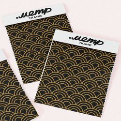 Ткань шифон золотые волны на чёрном