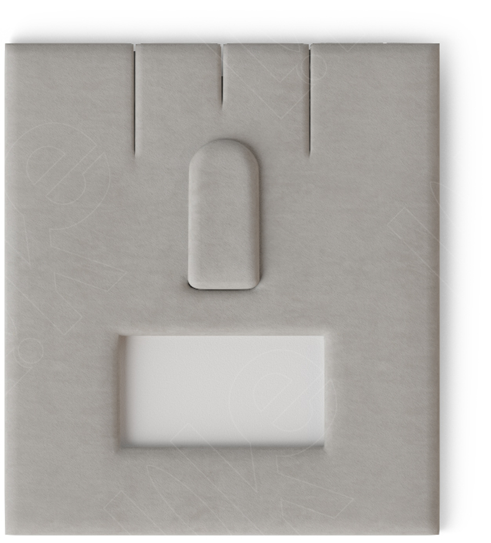 Вкладыш 03/наклонный/для гарнитура/2 прорези/язычок/окошко для бирки/прорезь для нитки