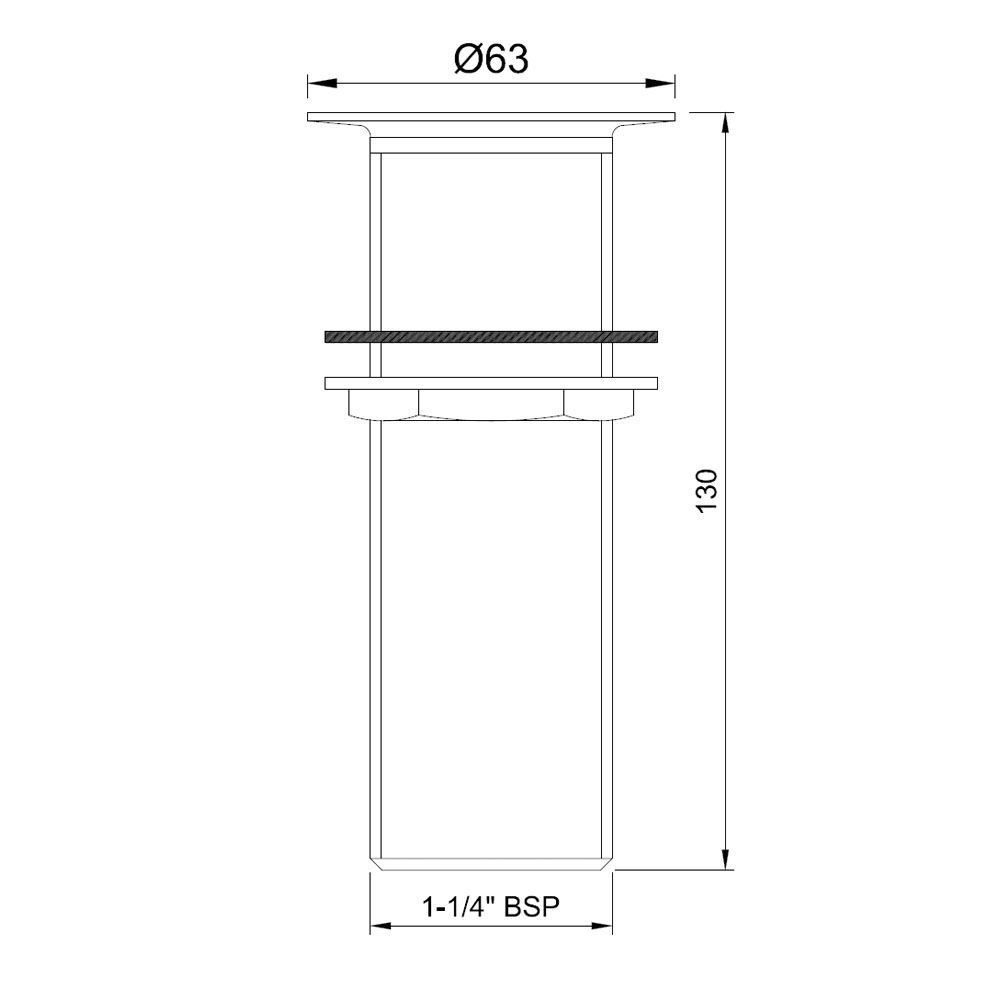 Jaquar, донный клапан для раковины без перелива, Хром ALD-CHR-705L130