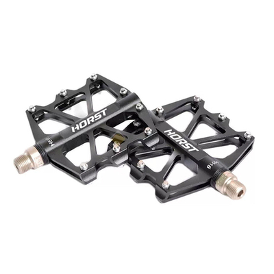 Педали  алюм. H518 широкие, ось Cr-Mo с 4-мя герм. промподш. смен. шип. 91*101*11мм, 340 г черные HO