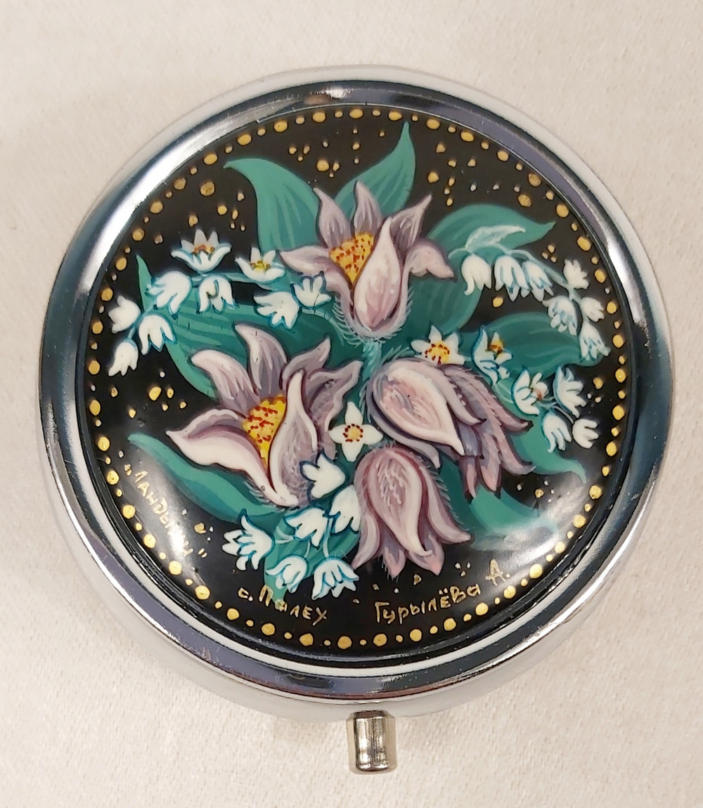 Таблетница с ручной росписью Палех "Ландыши"