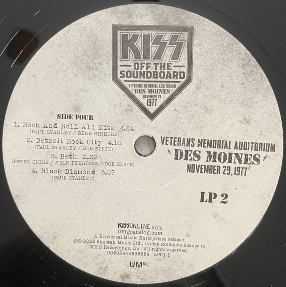 Kiss / Off The Soundboard: Live in Des Moines (2LP)