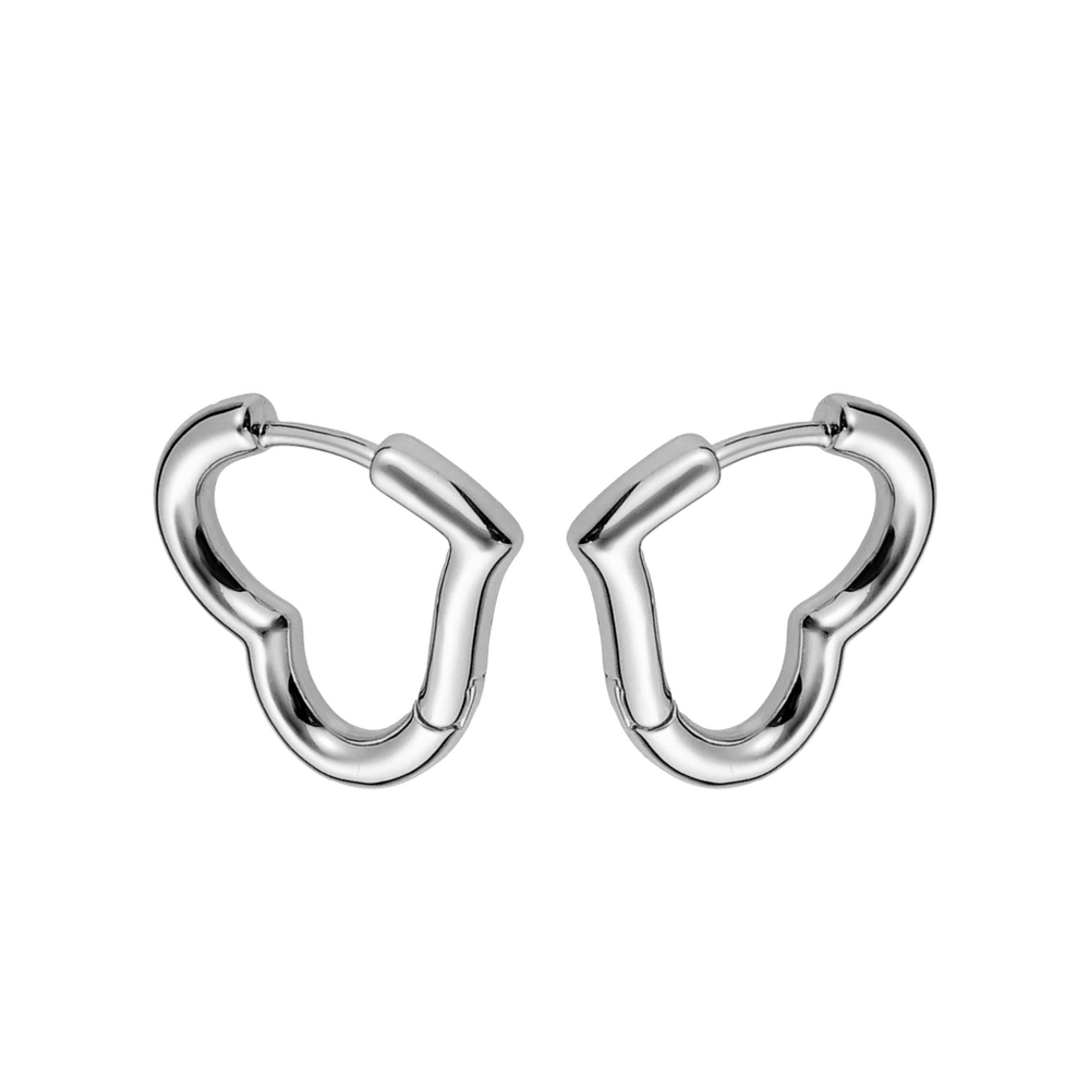 Хупы "Сердце" 18мм, silver