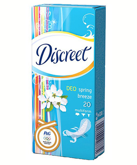 DISCREET 20шт. Женские гигиенические прокладки на каждый день Deo Spring Breeze Multiform Single